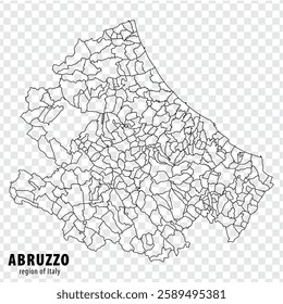 Blank map Abruzzo of Italy. High quality map Region Abruzzo with municipalities on transparent background for your web site design, logo, app, UI.  EPS10.