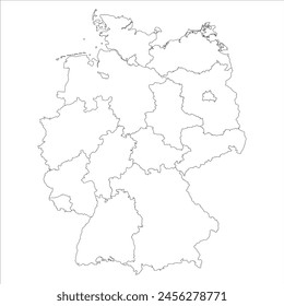 Blank map of the administrative division of Germany isolated on white background. Vector illustration