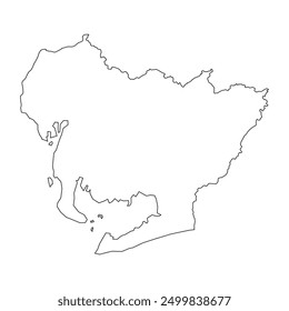 Blank map of Aichi prefecture isolated on white background. Vector illustration
