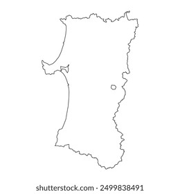 Blank map of Akita prefecture isolated on white background. Vector illustration
