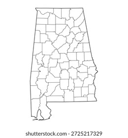Blank map of Alabama isolated on white background. Vector illustration
