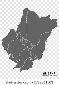 Blank map Al-Baha Province of Saudi Arabia. High quality map Al-Baha Province on transparent background for your web site design, app, UI.  Saudi Arabia.  EPS10.