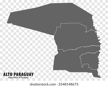 Mapa em branco Alto Paraguai Departamento do Paraguai. Mapa de alta qualidade Departamento de Alto Paraguai com distritos em fundo transparente para o seu design de site, logotipo, aplicativo, UI.  EPS10