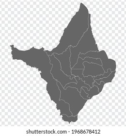 Blank map Amapa of Brazil. High quality map Amapa with municipalities on transparent background for your web site design, logo, app, UI. Brazil.  EPS10.