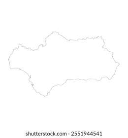 Blank map of Andalusia isolated on white background. Vector illustration