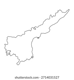 Leere Karte von Andhra Pradesh einzeln auf weißem Hintergrund. Vektorgrafik