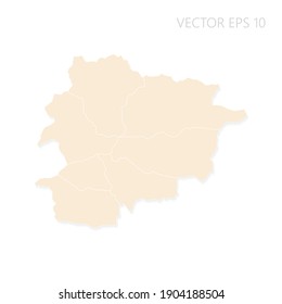 Blank map of Andorra High detailed Set Sail Champagne silhouettes. White outline. Vector illustration EPS10.