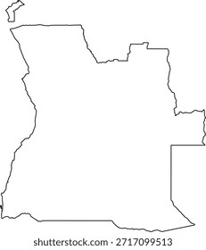 Mapa em branco de Angola isolado sobre fundo branco. Ilustração vetorial