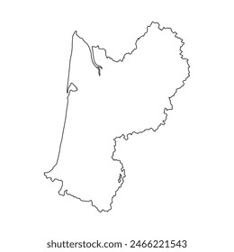 Mapa en blanco de la provincia de Aquitania. Ilustración vectorial