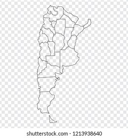 Blank map Argentina. High quality map Argentina with provinces on transparent background for your web site design, logo, app, UI. Stock vector. Vector illustration EPS10.