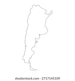 Mapa em branco da Argentina isolado no fundo branco. Ilustração vetorial
