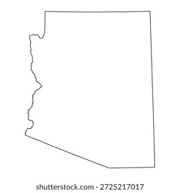 Mapa en blanco de Arizona aislado sobre fondo blanco. Ilustración vectorial