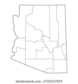 Mapa en blanco de Arizona aislado sobre fondo blanco. Ilustración vectorial