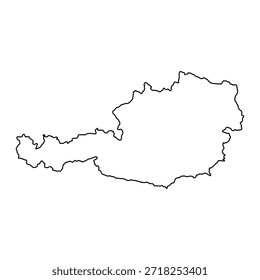 Mapa en blanco de Austria aislado sobre fondo blanco. Ilustración vectorial
