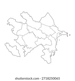 Blank map of Azerbaijan with its economic division isolated on white background. Vector illustration