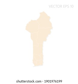 Blank map of Benin High detailed Set Sail Champagne silhouettes. White outline. Vector illustration EPS10.