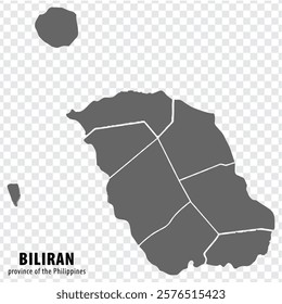 Blank map Biliran of Philippines. High quality map Province of Biliran with districts on transparent background for your web site design, logo, app, UI.  Republic of the Philippines. EPS10.