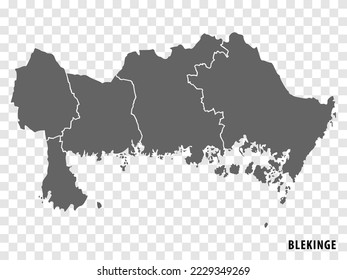 Blank map Blekinge County  of  Sweden. High quality map Blekinge County on transparent background for your web site design, logo, app, UI.  Sweden.  EPS10.