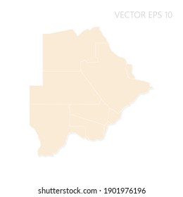 Blank map of Botswana High detailed Set Sail Champagne silhouettes. White outline. Vector illustration EPS10.