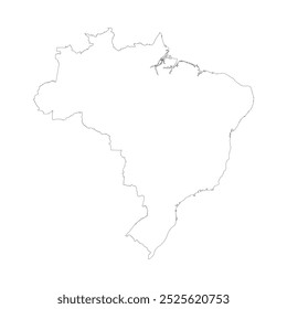 Mapa em branco do Brasil isolado sobre fundo branco. Ilustração vetorial