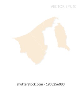 Blank map of Brunei Darussalam High detailed Set Sail Champagne silhouettes. White outline. Vector illustration EPS10.