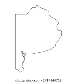 Mapa em branco de Buenos Aires isolado no fundo branco. Ilustração vetorial