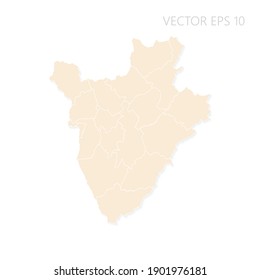 Mapa en blanco de las siluetas detalladas del Set Sail Champagne de Burundi High. Esquema blanco. Ilustración del vector EPS10.