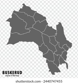 Blank map Buskerud County of  Norway. High quality map Buskerud County on transparent background for your web site design, logo, app, UI.  Norway.  EPS10.