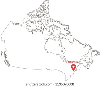 Blank Map Canada Vector Outline Capital Stock Vector (Royalty Free