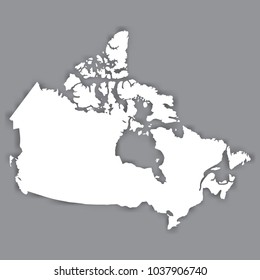 Blank Map Of Canada. Blank White Similar Canada Map Isolated On Gray Background. North American Country With Shadow. Flat Design. Vector Illustration EPS10. 