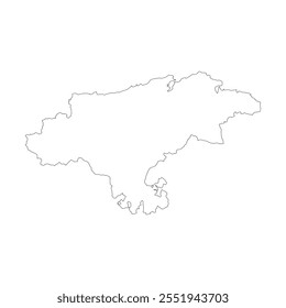 Mapa em branco da Cantábria isolado sobre fundo branco. Ilustração vetorial