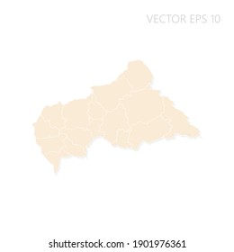 Mapa en blanco de las siluetas detalladas del Set Sail Champagne de la República Centroafricana. Esquema blanco. Ilustración del vector EPS10.