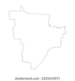 Mapa em branco da região Centro-Oeste isolado sobre fundo branco. Ilustração vetorial.