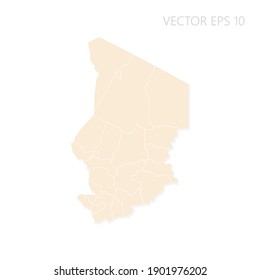 Blank map of Chad High detailed Set Sail Champagne silhouettes. White outline. Vector illustration EPS10.