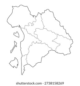 Blank map of Chandpur isolated on white background. Vector illustration