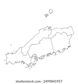 Blank map of Chugoku region with its administrative division isolated on white background. Vector illustration 