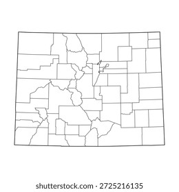 Mapa em branco do Colorado isolado no fundo branco. Ilustração vetorial