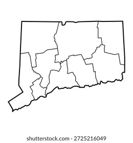 Blank map of Connecticut isolated on white background. Vector illustration