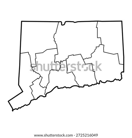 Blank map of Connecticut isolated on white background. Vector illustration