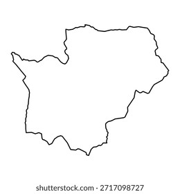 Mapa em branco do Cuanza Sul isolado sobre fundo branco. Ilustração vetorial