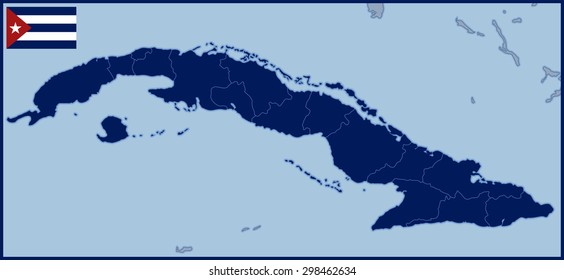 Blank Map of Cuba with Flag