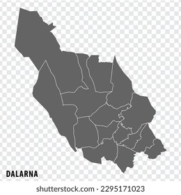 Blank map Dalarna County of  Sweden. High quality map Dalarna County on transparent background for your web site design, logo, app, UI.  Sweden.  EPS10.