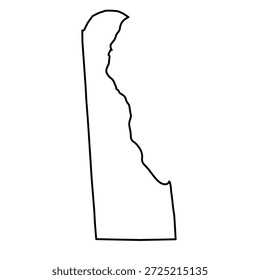 Mapa en blanco de Delaware aislado sobre fondo blanco. Ilustración vectorial