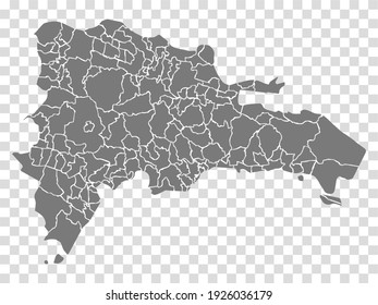 Blank map  of Dominican Republic. Municipalities of the Dominican Republic map. High detailed vector map  Dominican Republic on transparent background for your  design.  EPS10. 