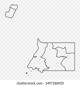 Blank map Equatorial Guinea. High quality map of  Equatorial Guinea with provinces on transparent background for your web site design, logo, app, UI. Stock vector.  EPS10. 