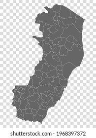 Blank map Espirito Santo of Brazil. High quality map Espirito Santo with municipalities on transparent background for your web site design, logo, app, UI. Brazil.  EPS10.