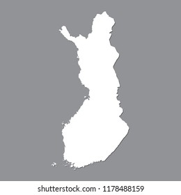 Blank map Finland. High quality map of  Finland on gray background for your web site design, logo, app, UI. Stock vector. Vector illustration EPS10.