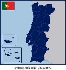 Blank Map and Flag of Portugal