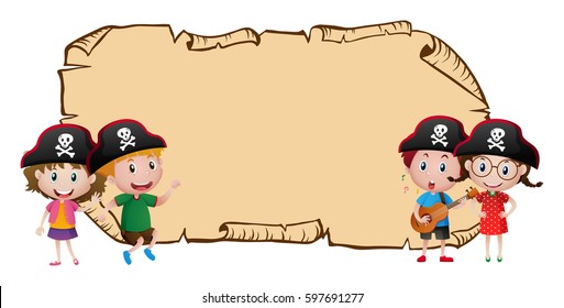 Blank map with four pirates illustration