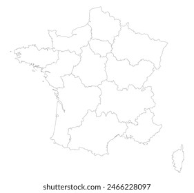 Blank map of France with administrative division. Vector illustration